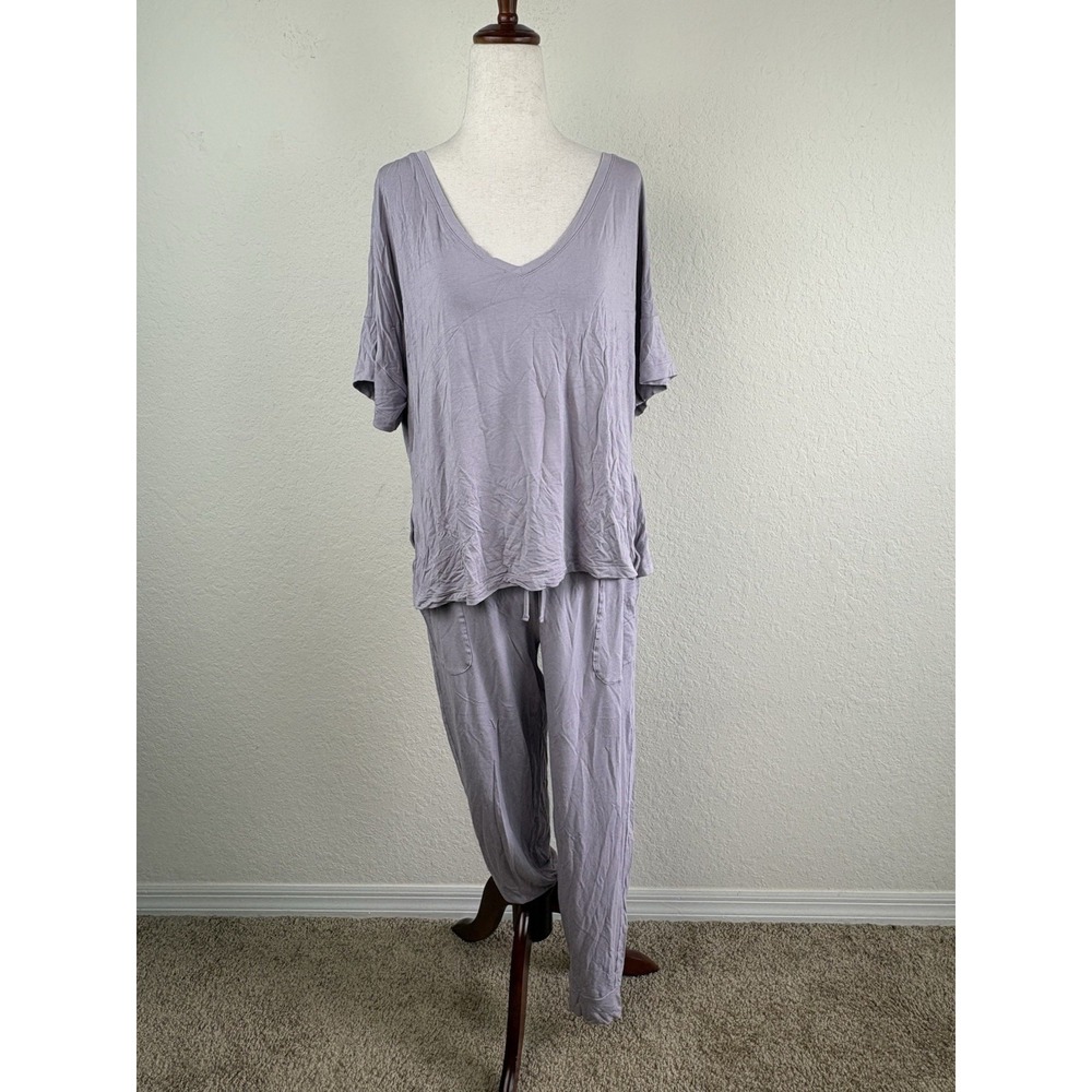 Recliner Pajama Set Size M Purple 2 Piece T Shirt And Joggers Modal Dream Tech